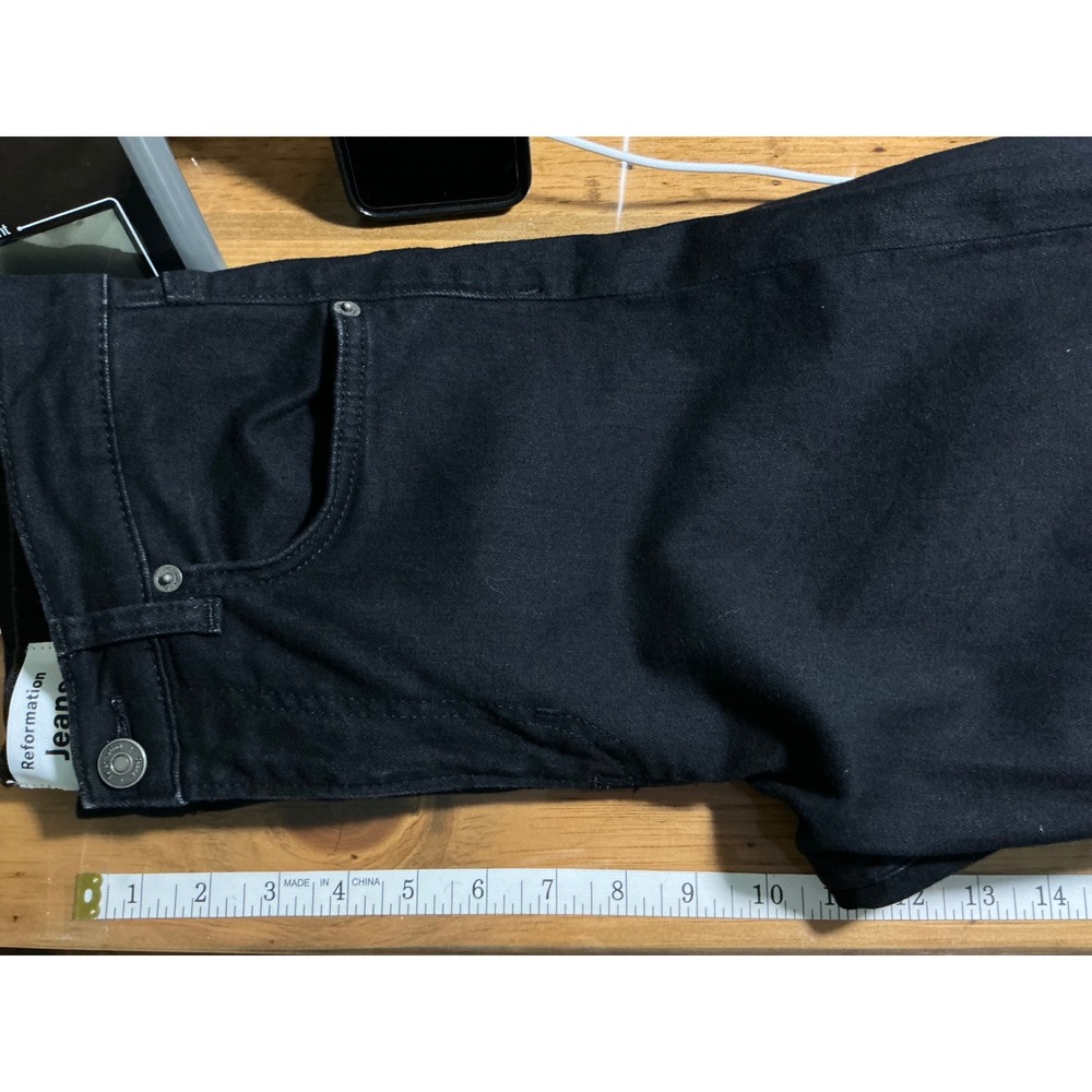 Reformation Emma High Rise Wide Leg Jeans womens 27 Raw Frayed Hem Black Edgy - Picture 7 of 12
